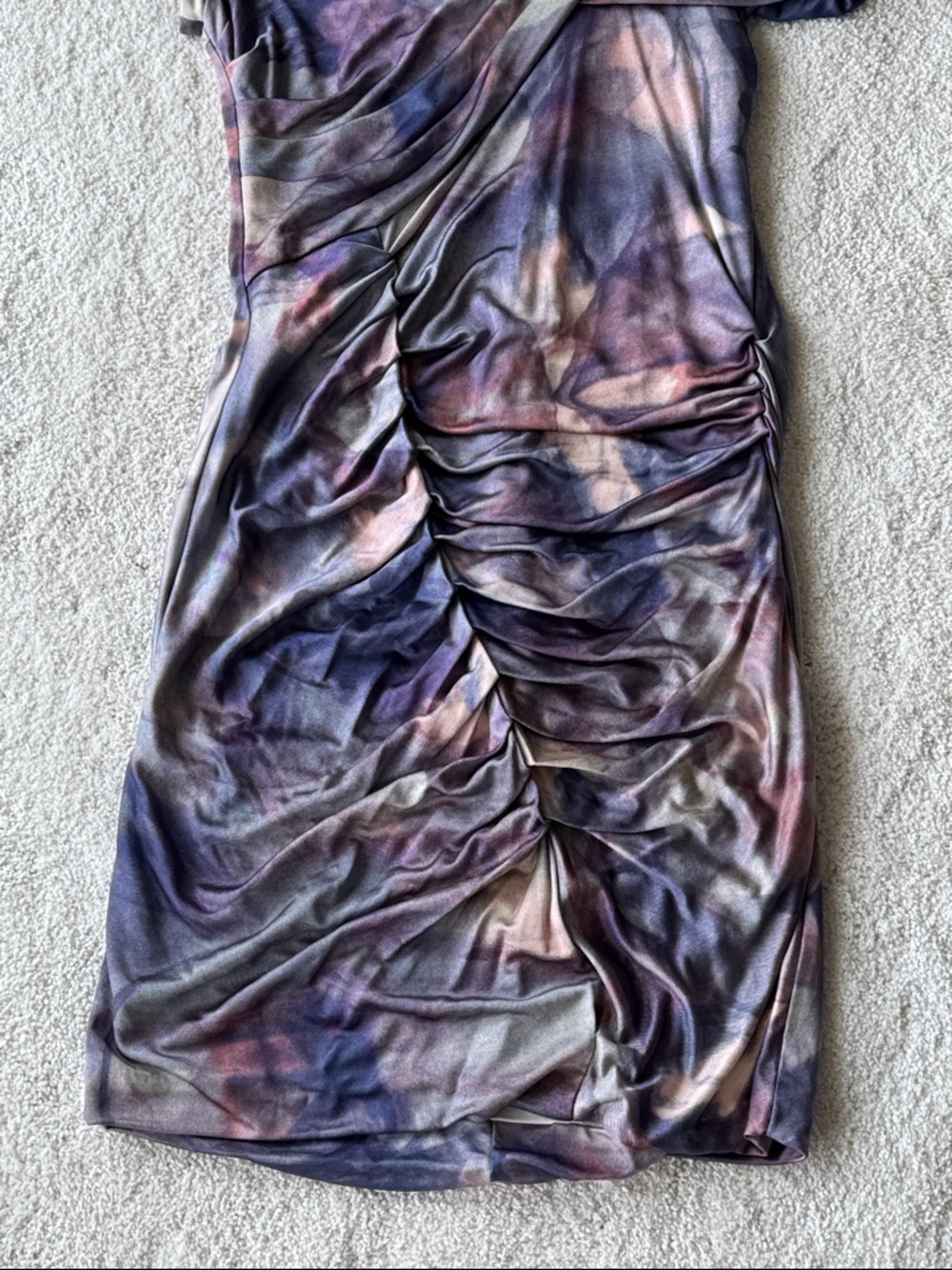 Cris Barros Multi-Color Ruched Short Sleeve Dress - Picture 3 of 7